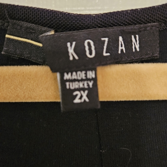 Kozan black midi-length dress, sheer overlay 2x - Picture 2 of 8